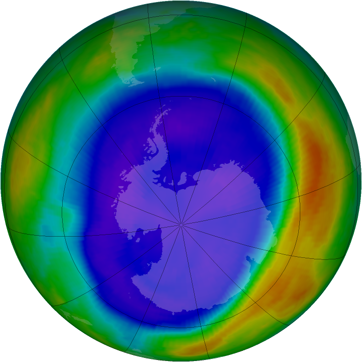 Antarctic ozone map for 10 September 2000